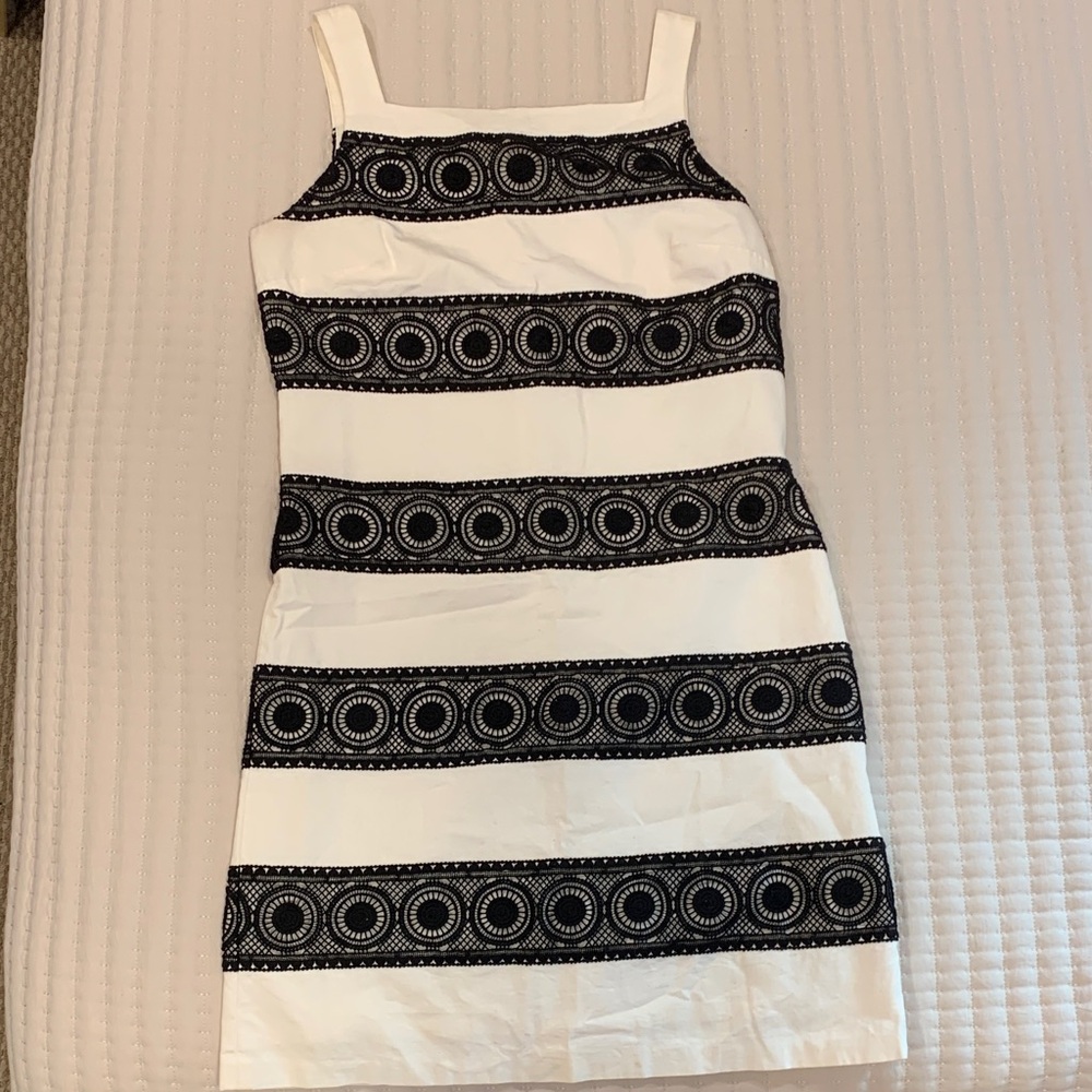 White House Black Market Black and White Striped Mini Dress
